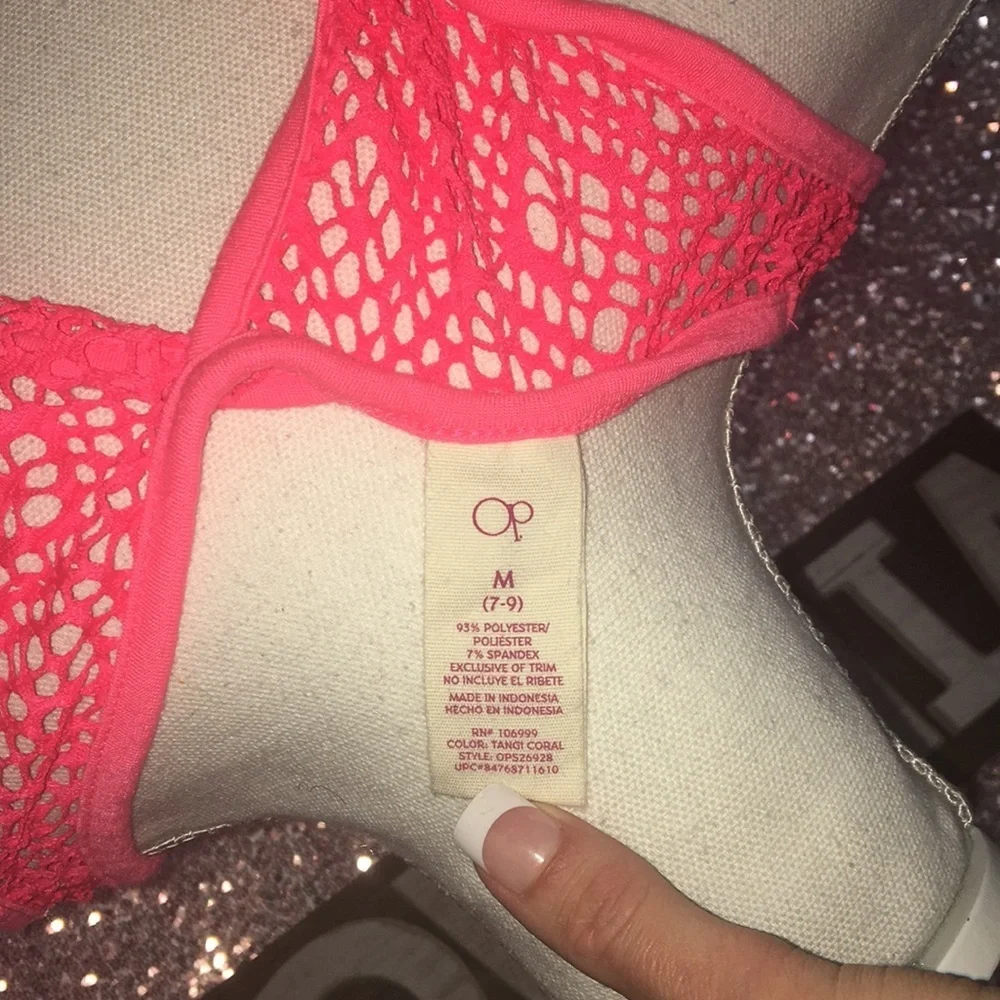 OP Bright Coral Mesh Coverup M